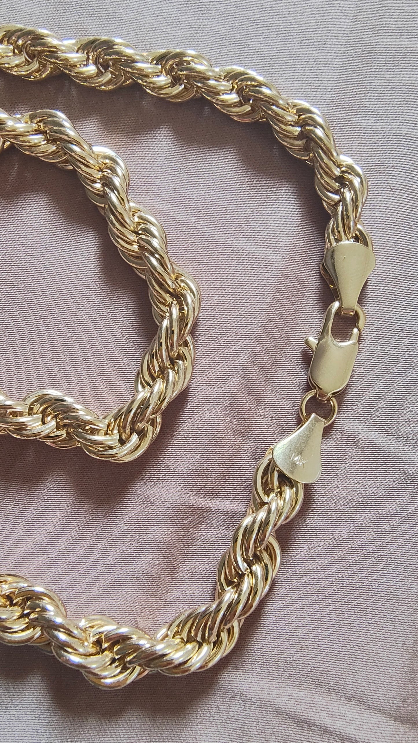 14kt Yellow Gold Chain, Rope Link, 76g